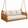Hängesofa 180 x 85 x 75 cm Holz Beige Braun für Terrasse im natürlichen Stil