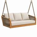 Hängesofa 160 x 80 x 65 cm aus Holz und Seil Beige für Balkon und Terrasse