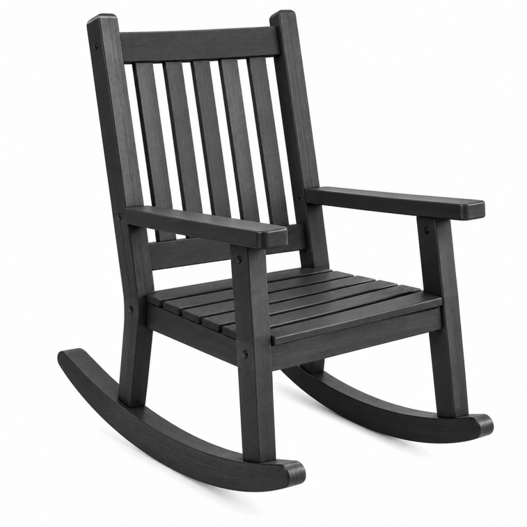 Schaukelstuhl 80 x 55 x 110 cm Holz Schwarz für Wohnbereich mit Armlehnen