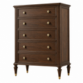 Kommode 100 x 48 x 125 cm Holz Dunkelbraun mit 5 Schubladen klassischer Stil