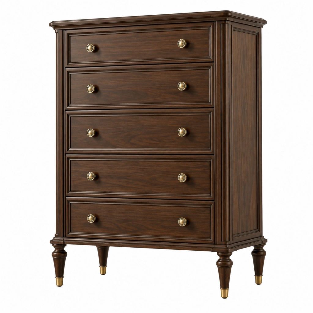 Kommode 100 x 48 x 125 cm Holz Dunkelbraun mit 5 Schubladen klassischer Stil